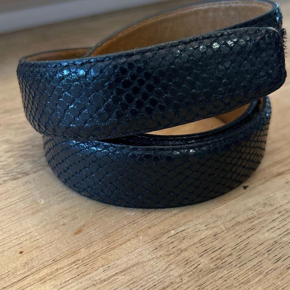 Terry Stack genuine leather belt snake skin print made in USA medium